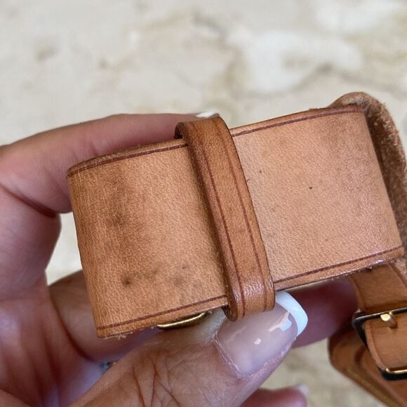 Vintage Louis Vuitton Vachetta Leather Luggage Tag & Poignet - Picture 12 of 15